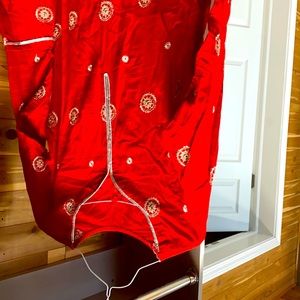 Embroidered red Pakistani shirt